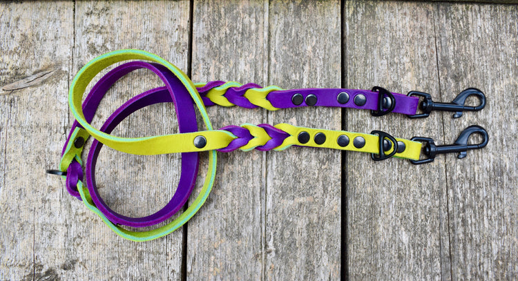 Adjustable 2 color Leather leash