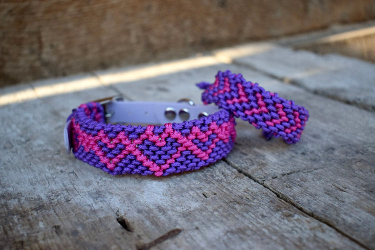Small My Heart pattern Macrame Dog Collar or Bracelet- 5 colors/ 3 cm