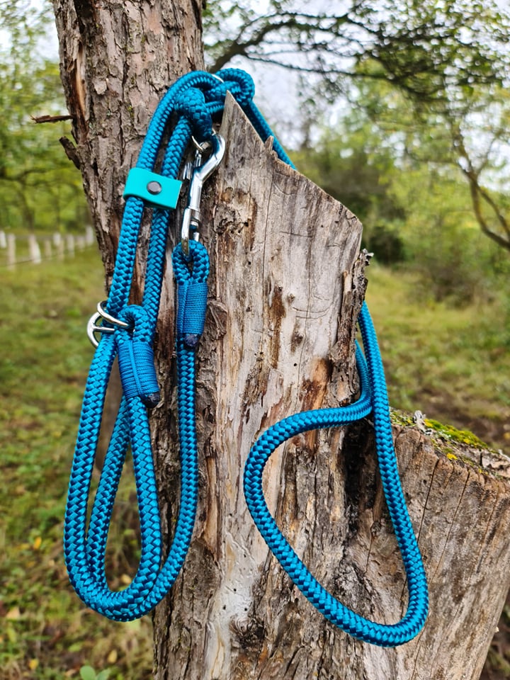 dog loop leash, paracord leash, training leash, blue dog leash, dog leash, medium size dog leash, big dog leash, durable dog leash, fashion dog leash, adjustable dog leash, handmade, 