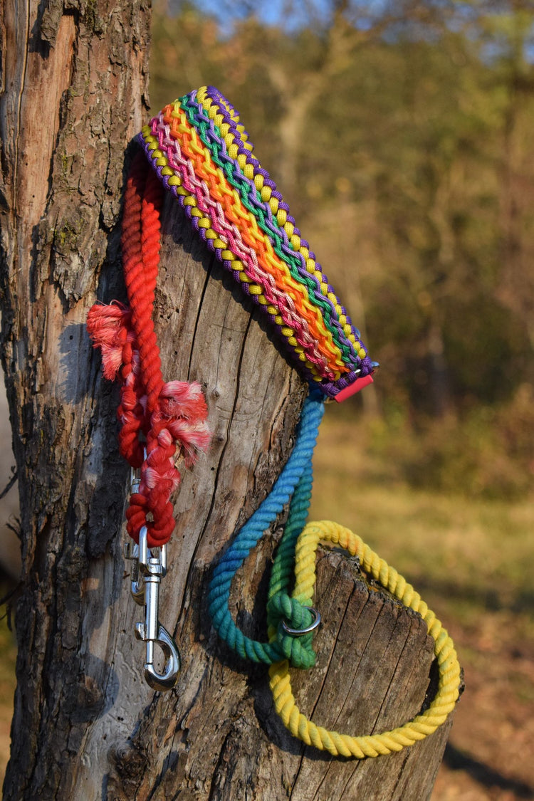 Rainbow Dip Dye Adjustable Cotton leash