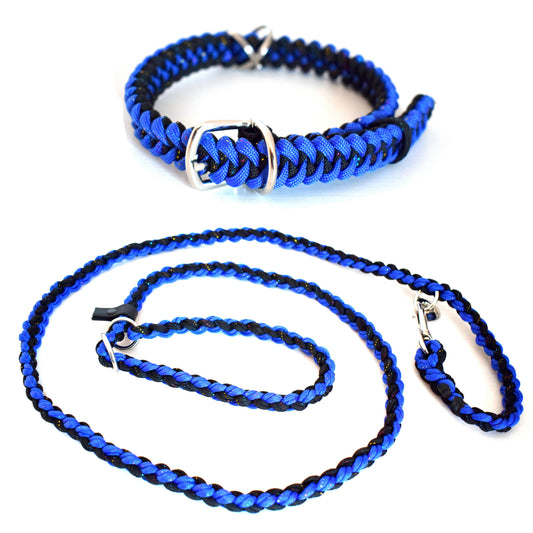 Black and Blue Dog set: collar and leash